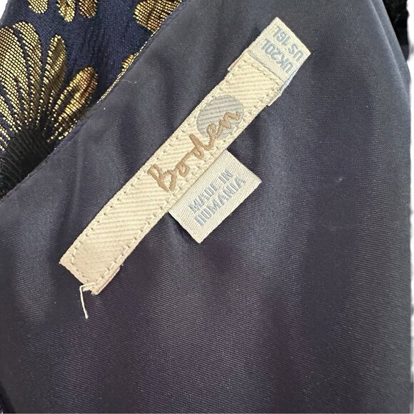 Boden Beatrice Navy Blue and Gold Floral Brocade Short Sleeve A Line Dress - Picture 8 of 8